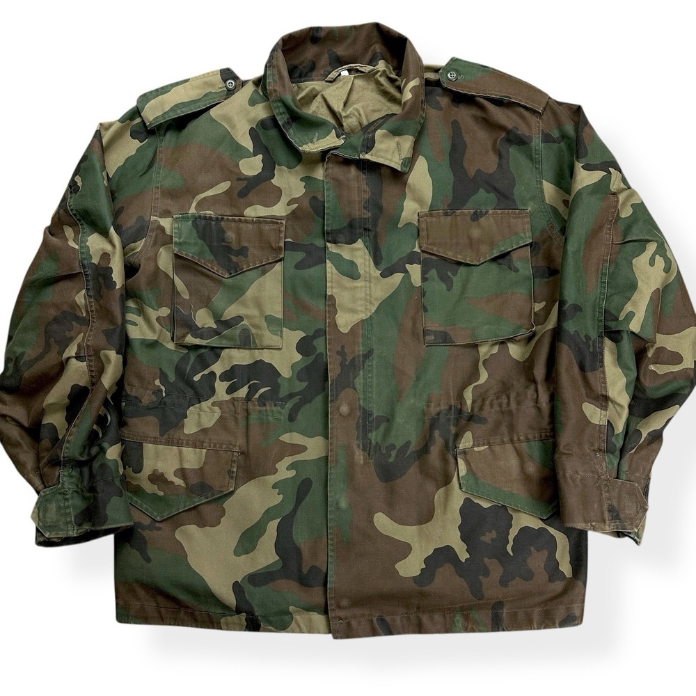 Vintage US Army M65 Field Jacket Men's Large Woodland Camo Cold Weather 80s